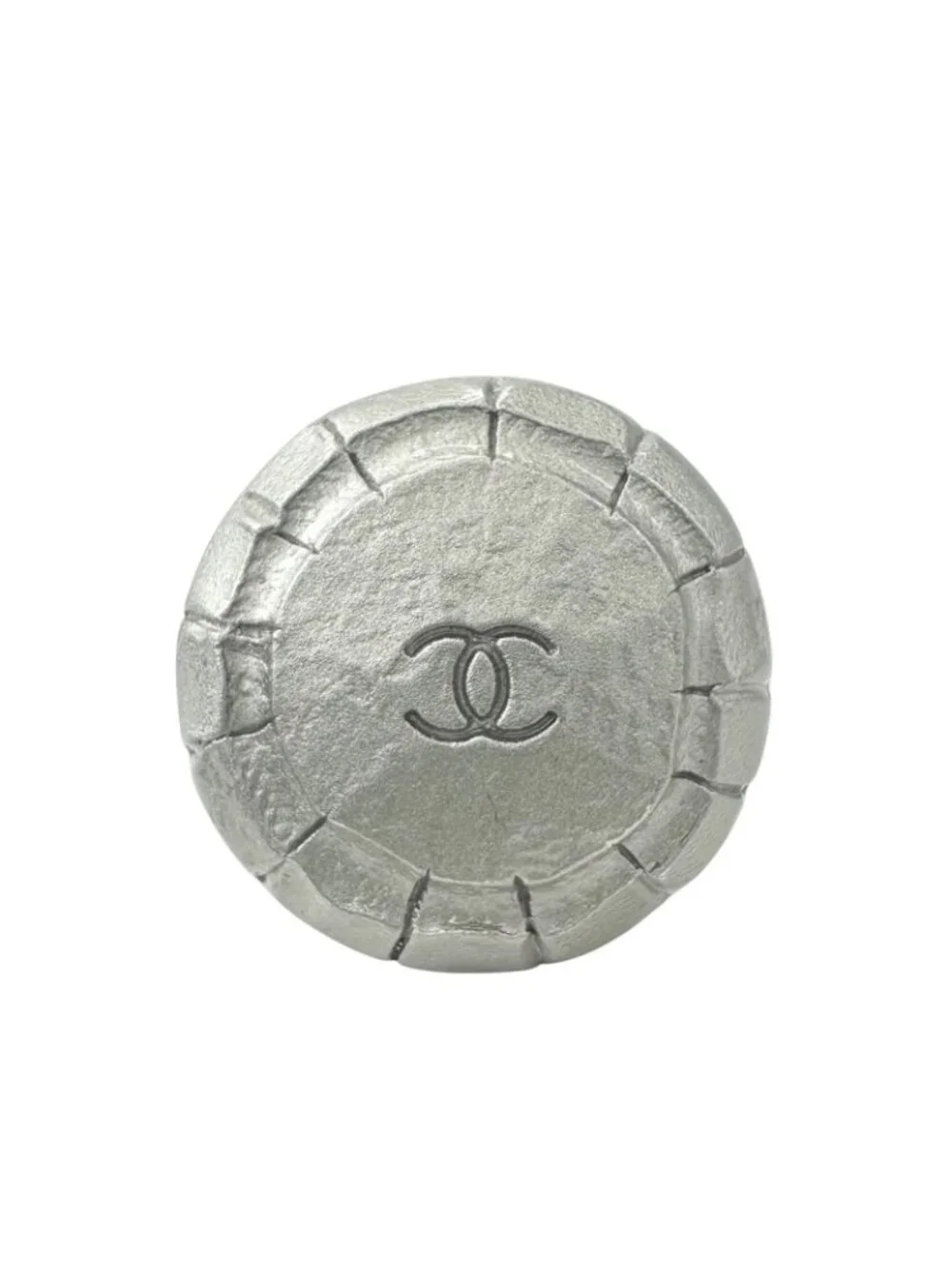 Chanel CC Logo Round Earrings Silver